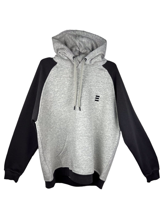 Premium Hoodie grau schwarz mit Stick Two-Tone Hooded Sweatshirt